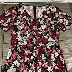 NWOT Ann Taylor Factory Red and Pink Floral Print Fit and Flare Dress Size 10